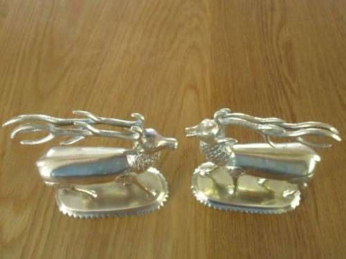 TWO STUNNING SOLID BRASS REINDEER WITH THE LONGEST HORNS EVER! GREAT TO DISPLAY THIS CHRISTMAS!
