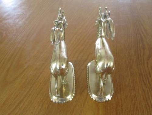TWO STUNNING SOLID BRASS REINDEER WITH THE LONGEST HORNS EVER! GREAT TO DISPLAY THIS CHRISTMAS!