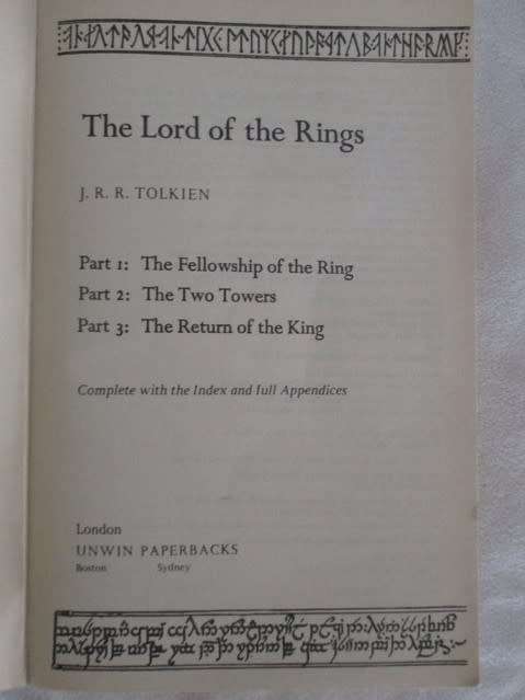 1987 - THE LORD OF THE RINGS BY J.R.R. TOLKIEN (ALL THREE VOLUMES IN ONE BOOK)