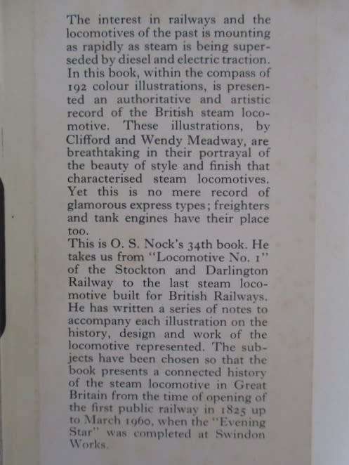 1964 - THE POCKET ENCYCLOPEDIA OF BRITISH STEAM LOCOMOTIVES IN COLOUR (HARD COVER)BY O.S. NOCK
