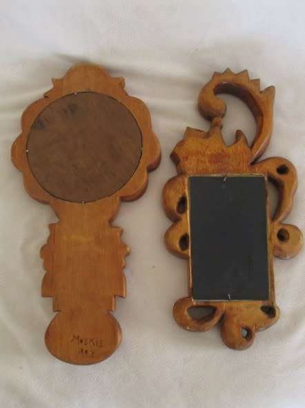 A BEAUTIFUL, ORNATE  HAND CARVED SET - HAND MIRROR AND PICTURE/PHOTO FRAME - 1992