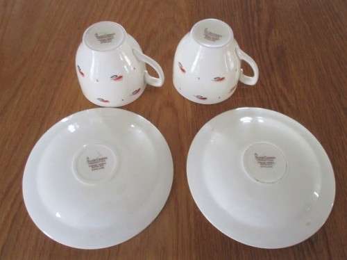 VINTAGE SUSIE COOPER COFFEE SET WITH UNUSUAL PATTERN (LOOKS LIKE EYE AND EYELASH) - CIRCA 1932-64