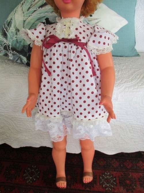 FOR NATASJA ONLY -  86CM TALL VINTAGE WALKING DOLL WITH OLD WOODEN WALKING MECHANISM
