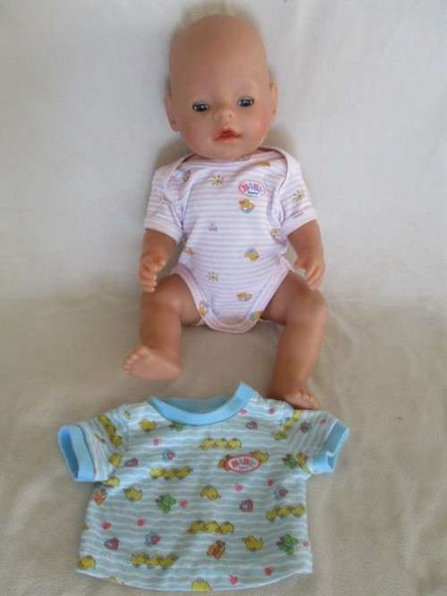 MORE BARGAINS -  42CM TALL ZAPF CREATIONS BABY BORN DOLL WITH BABY BORN BABY-GRO AND T-SHIRT