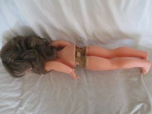 FOR GUNNEMAL ONLY - 72CM TALL VINTAGE WALKING DOLL WITH OLD WOODEN WALKING MECHANISM