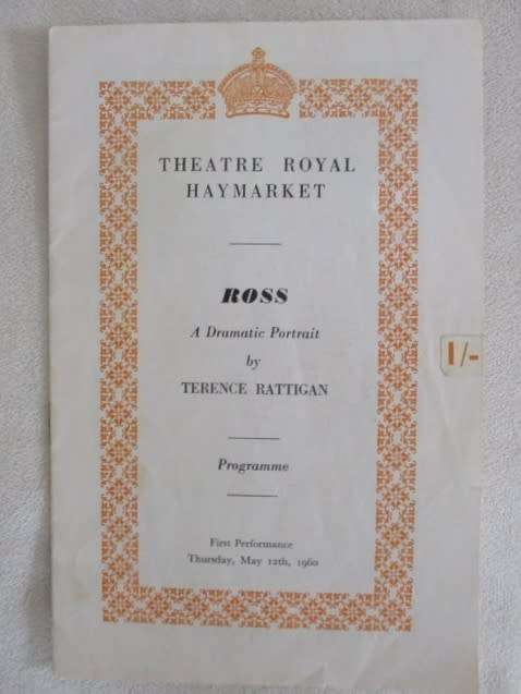 1960 FIRST PERFORMANCE PROGRAMME OF `ROSS` WITH THE INDOMITABLE ALEC GUINNESS