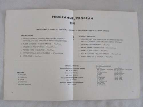 THREE VINTAGE 1970`s S.A. CUP GYMNASTICS SOUVENIR PROGRAMMES (COVER SKETCHES - ERNST DE JONG)