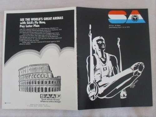 THREE VINTAGE 1970`s S.A. CUP GYMNASTICS SOUVENIR PROGRAMMES (COVER SKETCHES - ERNST DE JONG)