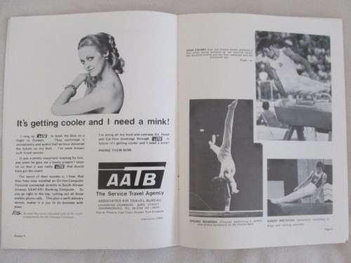 THREE VINTAGE 1970`s S.A. CUP GYMNASTICS SOUVENIR PROGRAMMES (COVER SKETCHES - ERNST DE JONG)