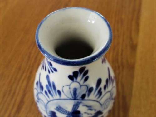 FOR VIJAY ONLY - SMALL VINTAGE GENUINE HAND PAINTED MEUL DELFT VASE