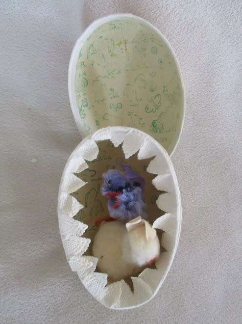 SOMETHING OLD & NOSTALGIC!! TWO VINTAGE PAPER MACHE EASTER EGGS MADE BY NESTLER IN THE ERSTWHILE GDR