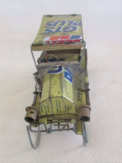 TWO OLD SOUTH AFRICAN TOWNSHIP WIRE AND TIN CAN VINTAGE CARS