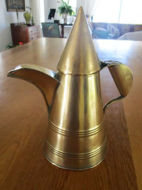 RELISTED  - ANTIQUE PERSIAN/OTTOMAN HAND WROUGHT BRASS COFFEE POT