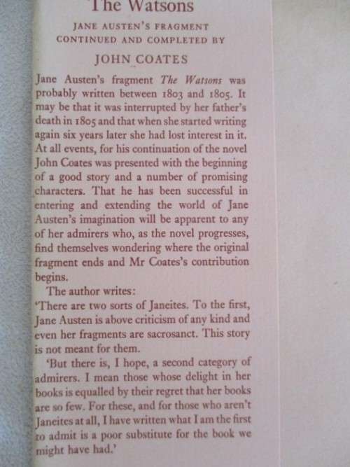 RARE! FIRST EDITION 1958 - THE WATSONS - JANE AUSTEN`S FRAGMENT CONTINUED & COMPLETED BY JOHN COATES