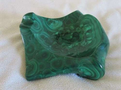 TWO BEAUTIFUL MALACHITE EGGS IN MALACHITE "NEST"