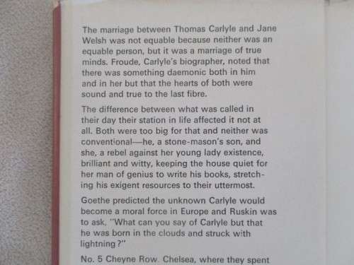 1974 FIRST EDITION - THE MARRIAGE OF THOMAS & JANE CARLYLE BY N BRYSSSON MORRISON