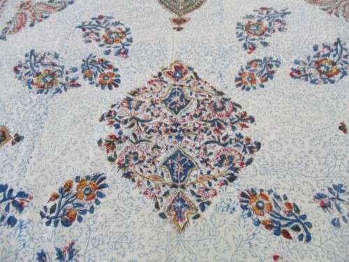 SMALL VINTAGE HAND BLOCKED PRINTED (NATURAL DYED) PERSIAN GHALAMKAR TABLE CLOTH - 80CM SQUARE