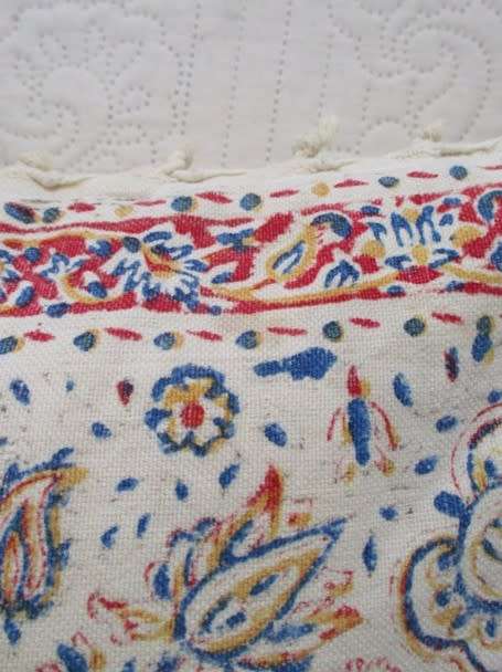 THREE VINTAGE HAND BLOCKED PRINTED (NATURAL DYED) PERSIAN GHALAMKAR CUSHIONS WITH TASSELS