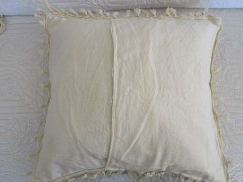 THREE VINTAGE HAND BLOCKED PRINTED (NATURAL DYED) PERSIAN GHALAMKAR CUSHIONS WITH TASSELS