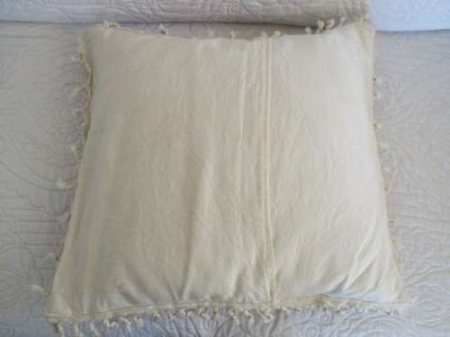 THREE VINTAGE HAND BLOCKED PRINTED (NATURAL DYED) PERSIAN GHALAMKAR CUSHIONS WITH TASSELS