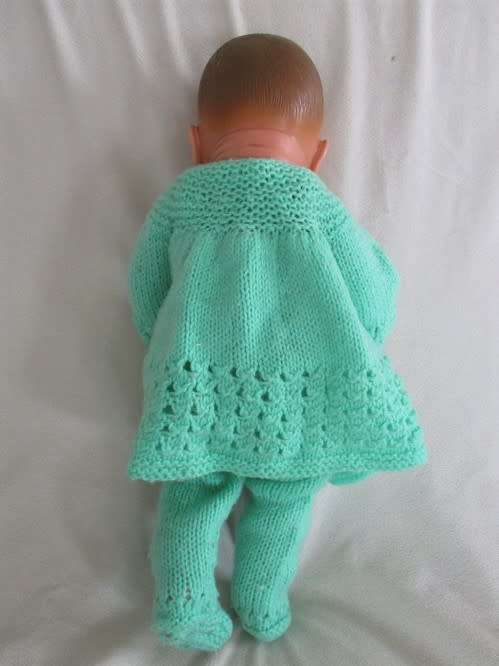 VINTAGE 40CM TALL ANATOMICALLY CORRECT BABY BOY IN HAND KNITTED THREE PIECE OUTFIT