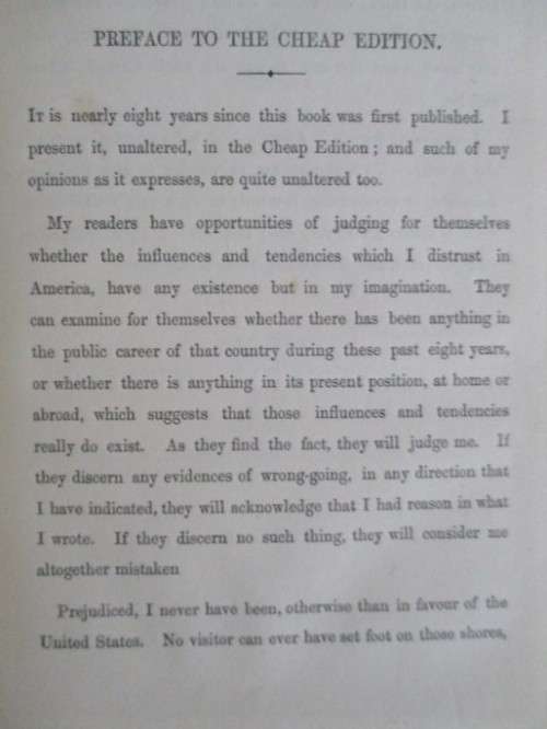 1863 - AN EARLY "CHEAP EDITION" OF CHARLES DICKENS - AMERICAN NOTES FOR GENERAL CIRCULATIONN