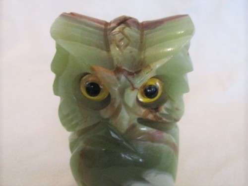 LARGE OWL CARVED OUT OF SEMI-PRECIOUS STONE
