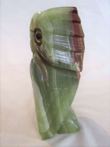 LARGE OWL CARVED OUT OF SEMI-PRECIOUS STONE