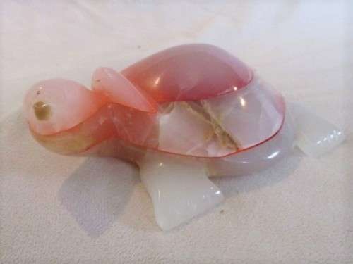 LARGE TURTLE CARVED OUT OF SEMI-PRECIOUS STONE
