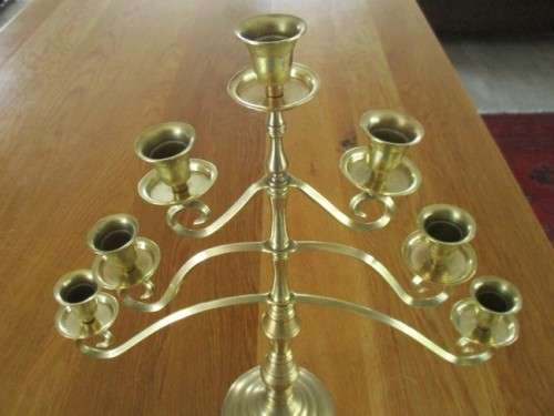 AWESOME LARGE VINTAGE SOLID BRASS CANDELABRA - SEVEN CANDLES