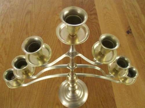 AWESOME LARGE VINTAGE SOLID BRASS CANDELABRA - SEVEN CANDLES