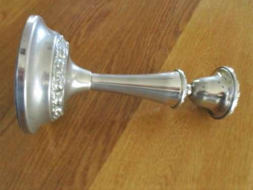 A LOVELY, ORNATE SILVER PLATED CANDLESTICK - IANTHE OF ENGLAND?.