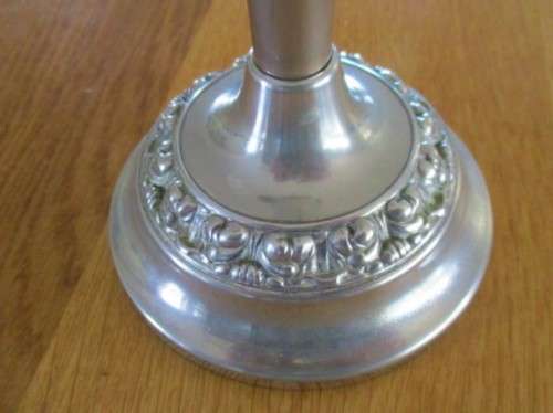 A LOVELY, ORNATE SILVER PLATED CANDLESTICK - IANTHE OF ENGLAND?.