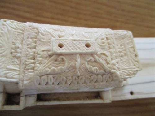 ANTIQUE 1800's CANTON DRAGON BOAT CARVED FROM A SOLID PIECE OF IVORY - INCOMPLETE