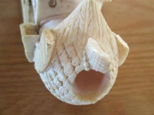 ANTIQUE 1800's CANTON DRAGON BOAT CARVED FROM A SOLID PIECE OF IVORY - INCOMPLETE