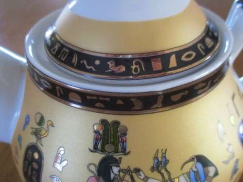 EXQUISITE FATHI MAHMOUD PATE ET EMAIL LIMOGES EGYPTIAN TEAPOT IN EXCELLENT CONDITION