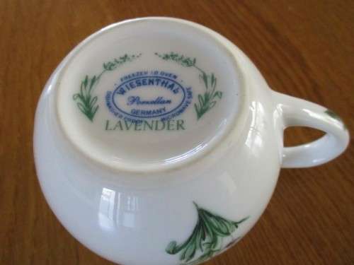 QUALITY GERMAN WIESENTHAL CREAMER AND LIDDED SUGAR BASIN - LAVENDER DESIGN