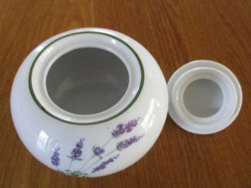 QUALITY GERMAN WIESENTHAL CREAMER AND LIDDED SUGAR BASIN - LAVENDER DESIGN