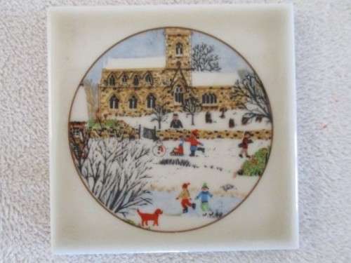 SEVEN SMALL DECORATIVE TILES - TWO MADE IN JAPAN