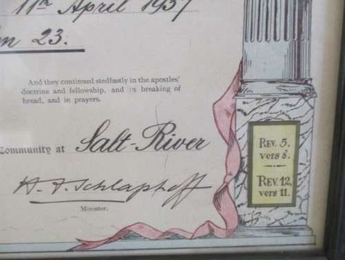 NOSTALGIC WALL DECOR WITH HISTORY - 1937 SIGNED CONFIRMATION CERTIFICATE  NEW APOSTOLIC CHURCH