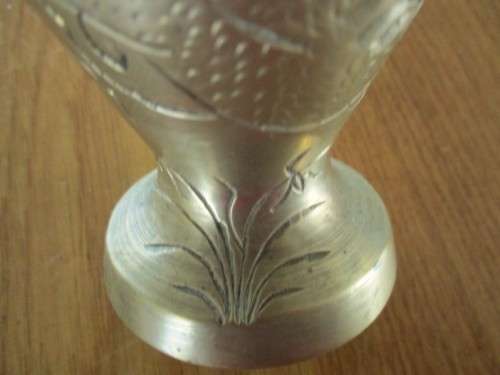 AN OLD ANTIQUE? CHINESE BRASS VASE INTRICATELY ENGRAVED WITH FIVE-CLAWED DRAGON