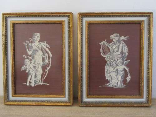TWO CLASSIC PETIT POINT TAPESTRIES IN VINTAGE FRAMES