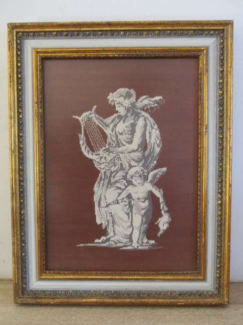 TWO CLASSIC PETIT POINT TAPESTRIES IN VINTAGE FRAMES