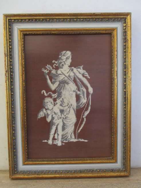 TWO CLASSIC PETIT POINT TAPESTRIES IN VINTAGE FRAMES