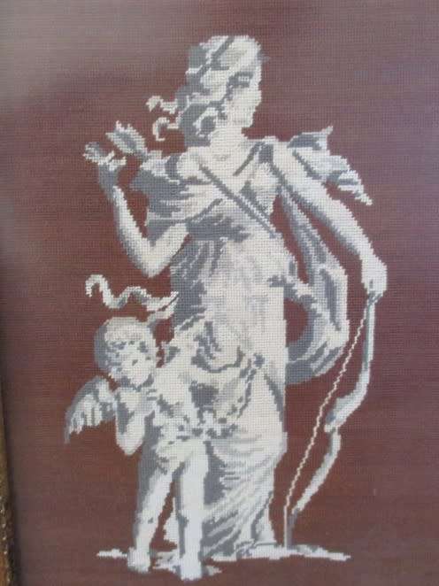 TWO CLASSIC PETIT POINT TAPESTRIES IN VINTAGE FRAMES