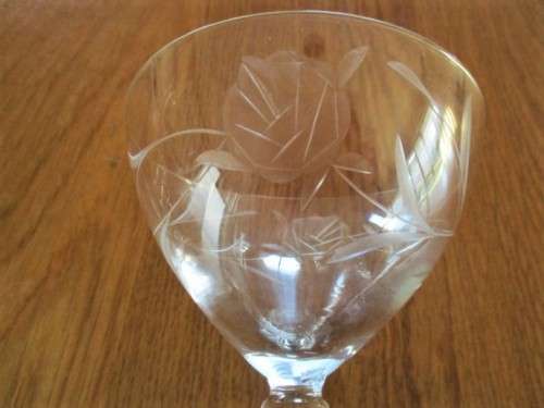 TWO PRETTY ROSE CUT GLASSES