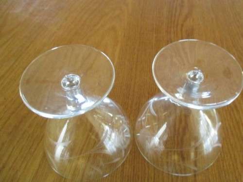 TWO PRETTY ROSE CUT GLASSES