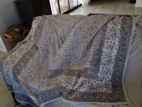 VERY LARGE VINTAGE HAND BLOCKED PRINTED (NATURAL DYED) PERSIAN GHALAMKAR TABLE CLOTH/THROW