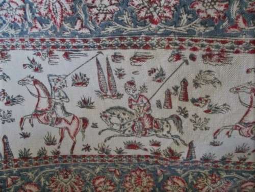 VERY LARGE VINTAGE HAND BLOCKED PRINTED (NATURAL DYED) PERSIAN GHALAMKAR TABLE CLOTH/THROW