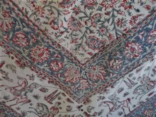 VERY LARGE VINTAGE HAND BLOCKED PRINTED (NATURAL DYED) PERSIAN GHALAMKAR TABLE CLOTH/THROW